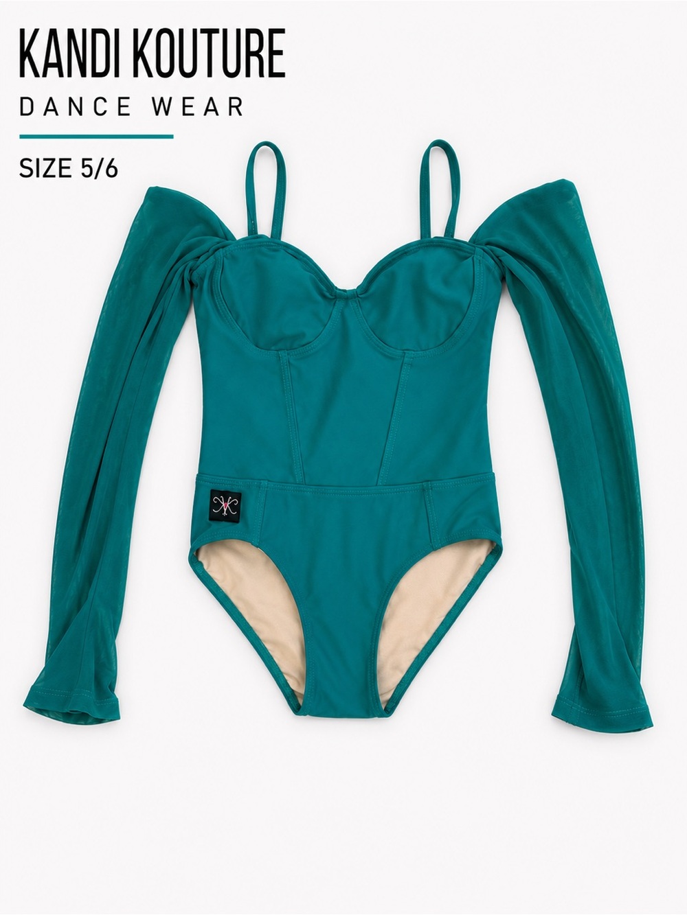 Kandi Kouture Teal Off-Shoulder Dance Leotard - Kids